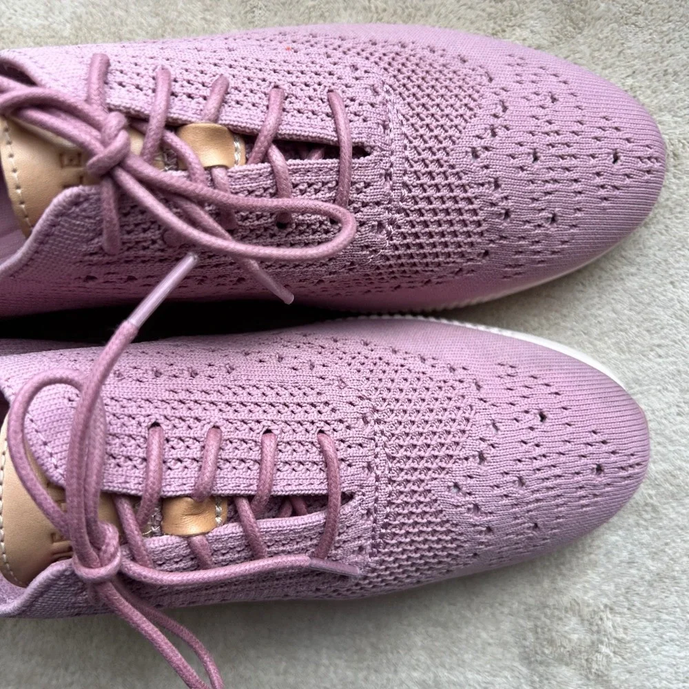 Cole Haan Rose Pink‎ Knit Lace Up Sneakers Women 9.5 B Athleisure Comfort Preppy
